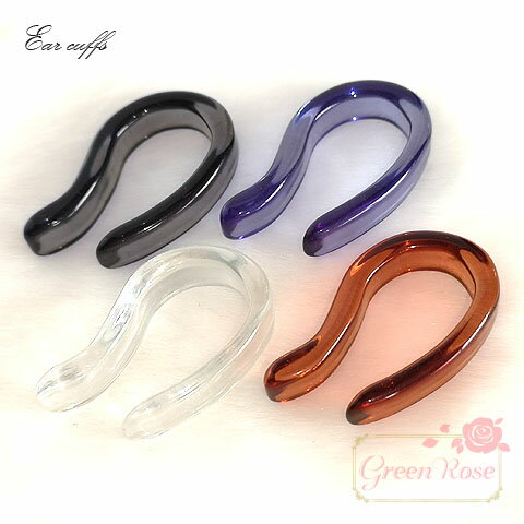 完成品 アクリルイヤーカフ U字 約30×18mm 全4色 2個 pp-230 GreenRoseYumi