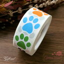 ギフトステッカー シール 肉球 1巻約500枚 ラッピング プレゼント 贈り物 感謝 seal41 GreenRoseYumi