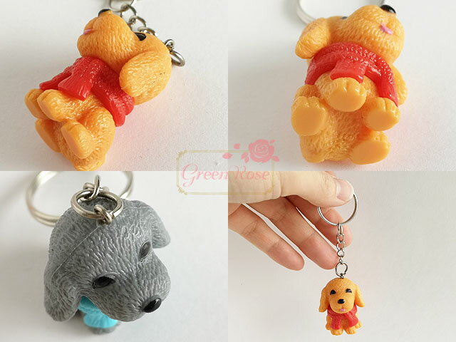 キーホルダー 子犬 わんこ イヌ 全4色 1個 アクリル keyring-04 GreenRoseYumi