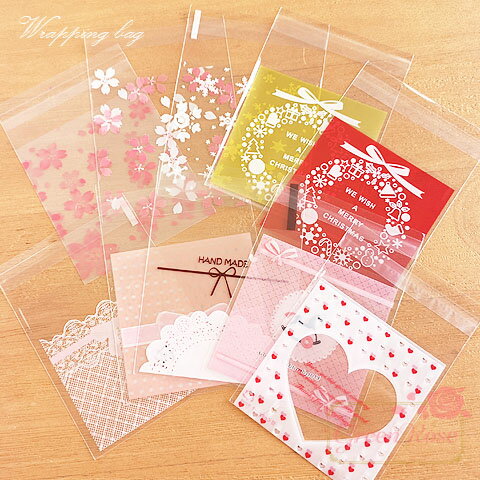 ギフトバッグ ラッピング OPP袋 粘着テープ付き 全10種類 10×7cm 約100枚 bag25 GreenRoseYumi