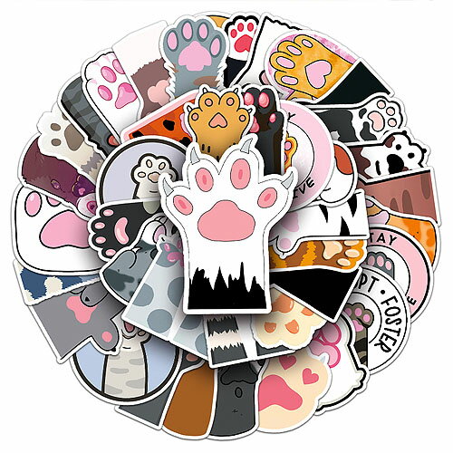 シール ステッカー 猫の手 肉球 50枚セット ネコ ねこ にくきゅう あしあと 装飾 デコ seal-156 GreenR..