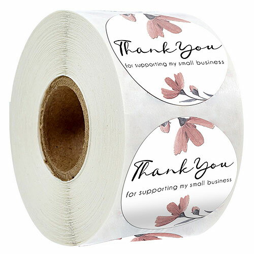 ギフトステッカー ロール シール 花 フラワー Thank you 1デザイン 1巻 約500枚 seal101 GreenRoseYumi