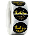 ギフトステッカー ロール シール シンプル ブラック ゴールド thank you 1巻 約500枚 seal110【宅配便】 GreenRoseYumi