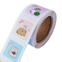 ギフトステッカー ロール シール スクエア ネコ 猫 ねこ 1巻 約300枚 seal112【宅配便】 GreenRoseYumi