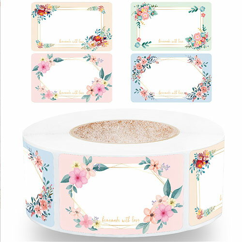 ギフトステッカー ロール シール メッセージ 横長タイプ フラワー 花 1巻 約500枚 seal114 GreenRoseYumi