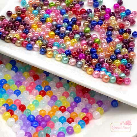 楽天Green Rose ネットショップ Yumiカラフル パール カラフル ビーズ プラスチック 4mm 10g beads1049 GreenRoseYumi