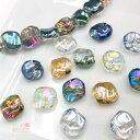 ガラスビーズ オーロラ加工 歪み メタリック 10個 beads1142 GreenRoseYumi