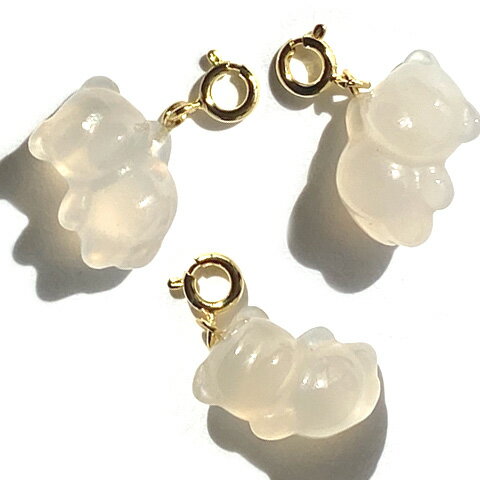 アゲート くまちゃん 天然石 引き輪付き チャーム ペンダントトップ 1個 tb-469 GreenRoseYumi