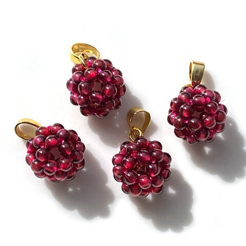 ガーネット ビーズボール 天然石 ペンダントトップ バチカン付き チャーム 1個 tb-472 GreenRoseYumi