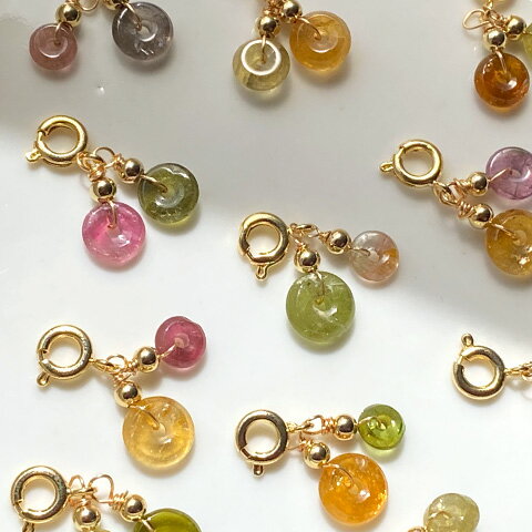 トルマリン 天然石 チャーム カニカン ペンダントトップ 1個 tb-503 GreenRoseYumi