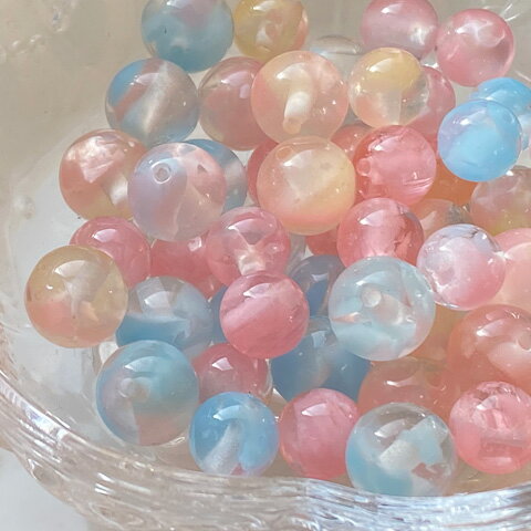 アクリル ビーズ ラウンドビーズ 丸ビーズ アセチ風 10mm 12mm 10個 beads1200 GreenRoseYumi