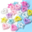 スター ハート ビーズ 透かし クリア カスタム 星 ゆめかわ キッズ 女の子 ビーズセット アクセサリーパーツ 22個入り beads1218 GreenRo...
