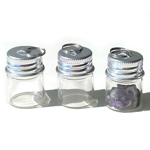 カン付き 小瓶 ガラス瓶 ビン ボトル 吊り下げ 小瓶アクセサリー ストラップ ネックレス ハンドメイド 5ml 2個 bottle-050 GreenRoseYumi