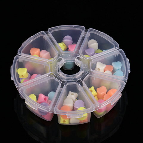 ラウンド型 クリアケース 半透明ケース 小物 収納 小分け ビーズ 薬 金具 封入パーツ ピルケース 8マス 丸 3個セット case65 GreenRoseYumi