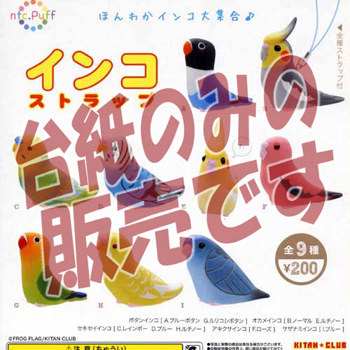 【非売品ディスプレイ台紙】ネイチャーテクニカラーパフ インコストラップ 奇譚クラブ ガチャポン