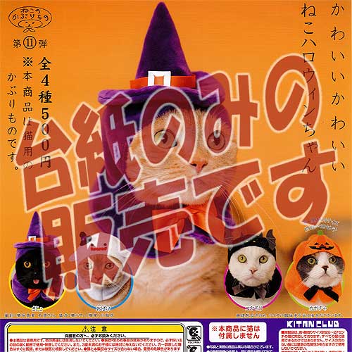 【非売品ディスプレイ台紙】ねこのかぶりもの 第11弾 かわいいかわいい ねこハロウィンちゃん 奇譚クラブ ガチャポン ガチャガチャ ガシャポン