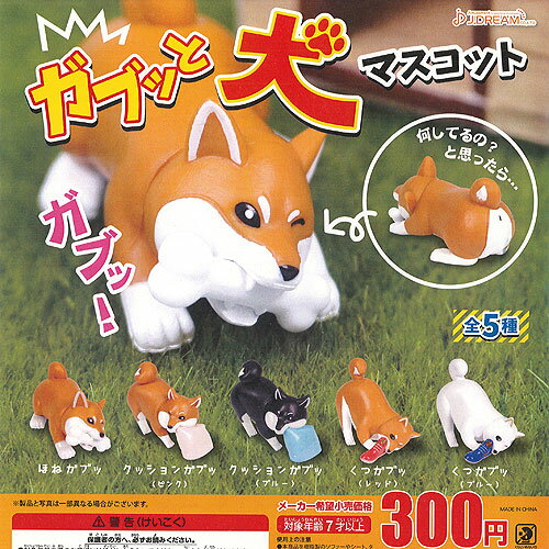 ガブッと 犬 マスコット 全5種+ディスプレイ台紙セット J.DREAM 動物 フィギュア ガチャポン ガチャガチャ コンプリート
