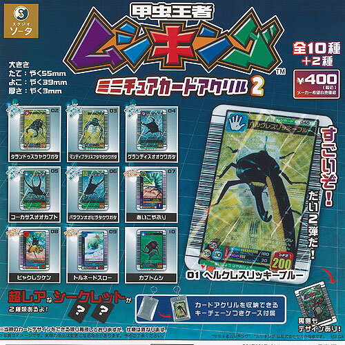 甲虫王者 ムシキング ミニチュア カード アクリル 2 シークレット入り 全12種+ディスプレイ台紙セット SO-TA ガチャポン ガチャガチャ コンプリートのサムネイル