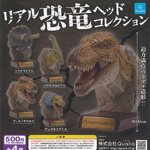 リアル 恐竜 ヘッド コレクション 全4種セット Qualia ガチャポン ガチャガチャ ガシャポン コンプリート