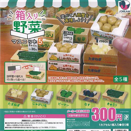 箱入り 野菜 マスコット 5 全5種+ディスプレイ台紙セット J.DREAM ガチャポン ガチャガチャ ガシャポン コンプリート