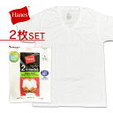 ヘインズ下着 肌着 Vネック トップス 半袖 2枚組 白 綿100% コットン 送料無料 tシャツM L LL