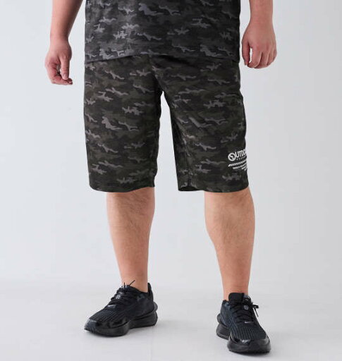 メンズ ハーフパンツ DRYメッシュカモフラ柄 大きいサイズ ウエストシャーリング 吸水速乾 ブラック 3L 4L 5L 6L 7L 8L OUTDOOR PRODUCTS メンズ ハーフパンツ DRYメッシュカモフラ柄 大きいサイズ ウエストシャーリング 吸水速乾 ブラック 3L 4L 5L 6L 7L 8L OUTDOOR PRODUCTS
