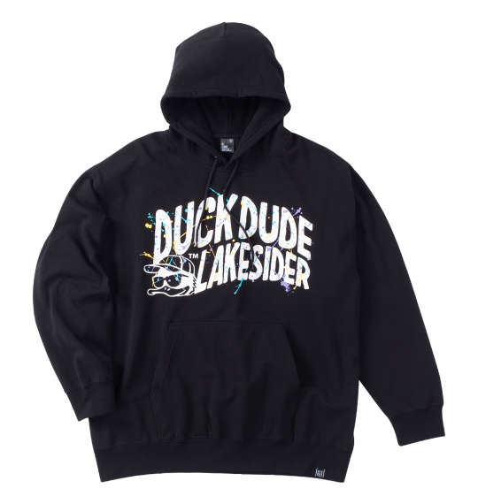 パーカー DUCK DUDE 裏起毛素材 肌寒い季節も快適な着心地のスウェット フード付 黒 ブラック