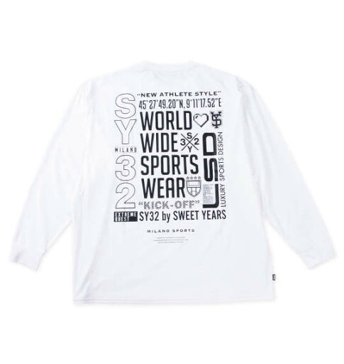 長袖Tシャツ メンズ 大きいサイズ マルチロゴバックプリント SY32 by SWEET YEARS ホワイト 長袖Tシャツ メンズ 大きいサイズ マルチロゴバックプリント SY32 by SWEET YEARS ホワイト