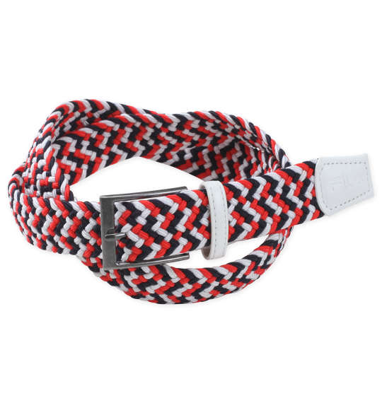 メンズ ベルト メッシュ 大きいサイズ ゴルフ スポーツ FILA GOLF 赤と黒