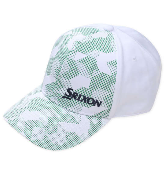 帽子 キャップ SRIXON スリクソン ロゴ入り　メ ッシュ素材　ゴルフ 大きいサイズ 62cm～66cm ドットプリントキャ ップ　後ろ調節可能 グリーンホワイト