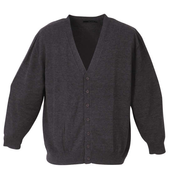 メンズ ニット カーディガン 大きいサイズ ビックサイズ 無地 ビジネス カジュアル シンプル 綿混 3L 4L 5L 6L 8L チャコール