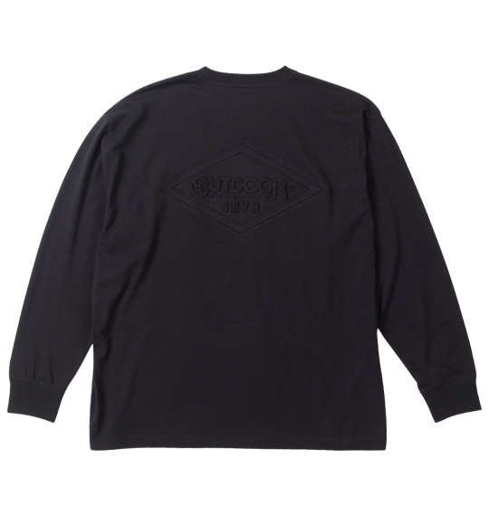 長袖 Tシャツ ロンT 綿 100% 大きいサイズ メンズ OUTDOOR アウトドア 3L 4L 5L 6L 7L 8L カジュアル バックプリント アメカジ おしゃれ 無地　黒 ブラック