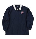 ラガーシャツ 長袖 メンズ 大きいサイズ エンブレム 刺繍 POLO BCS ポロビーシーエス 紺 ネイビー シンプル 3L 4L 5L 6L 8L