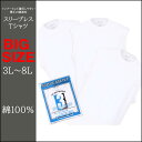 スリーブレス Tシャツ 3枚組 メンズ 無地 綿100％ 丸首 肌着 大きいサイズ 白 3L 4L 5L 6L 7L 8L