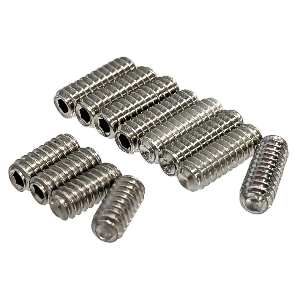 YJB PARTS ストラト用 弦高調整イモネジ ステンレス インチ規格 1/4"×4本＋5/16"×8本 12本セット【メール便送料無料】