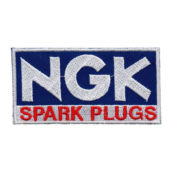 【メール便可】ワッペン#0013 NGK BL (10.6x5.5cm) / 手芸 パッチ カスタム モーター 車 バイク アメリカン雑貨