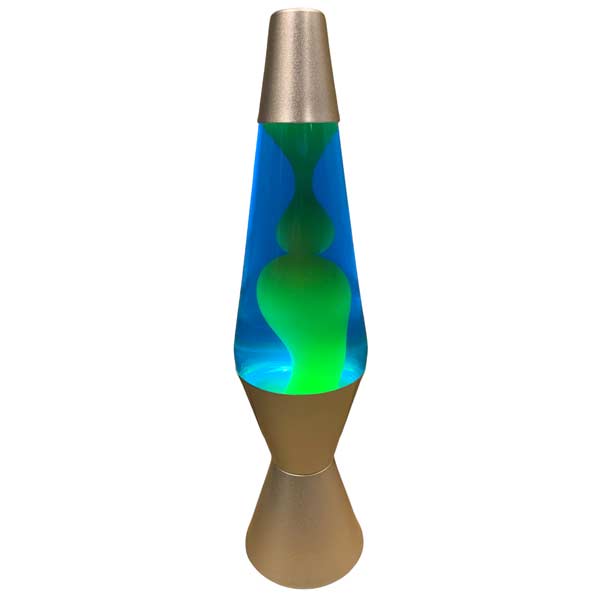 [2124] ラバライト Lava Light Lamp ラバランプ / Yellow Wax Blue Liquid Silver Baseのサムネイル
