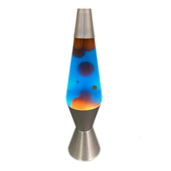 [2117] ラバライト Lava Light Lamp ラバランプ / Orange Wax Blue Liquid Silver Base