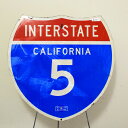 【INTERSTATE CALIFORMIA ヴィンテージ看板】ロードサイン カリフォルニア 5 / ハイウェイ 標識看板 サインプレート ガレージ インテリア vintage USA直輸入 メリカンン雑貨