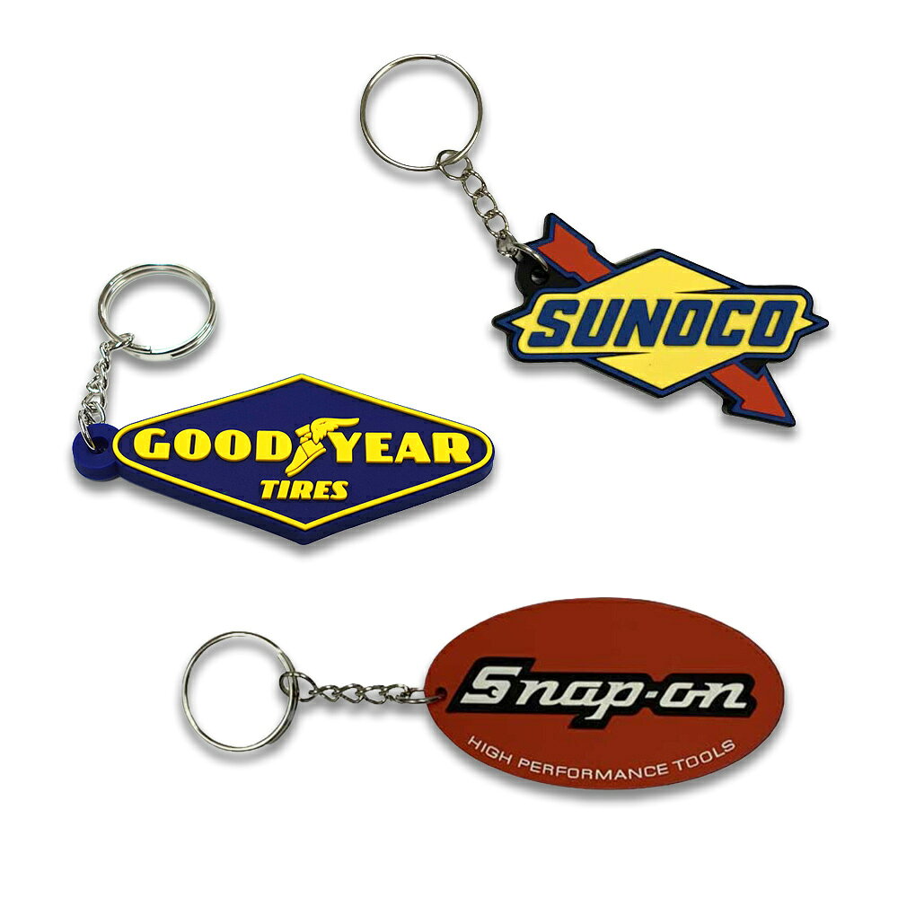 アメリカンラバーキーホルダーお得な3個セットA / GOOD YEAR SUNOCO Snap-on アメリカン雑貨