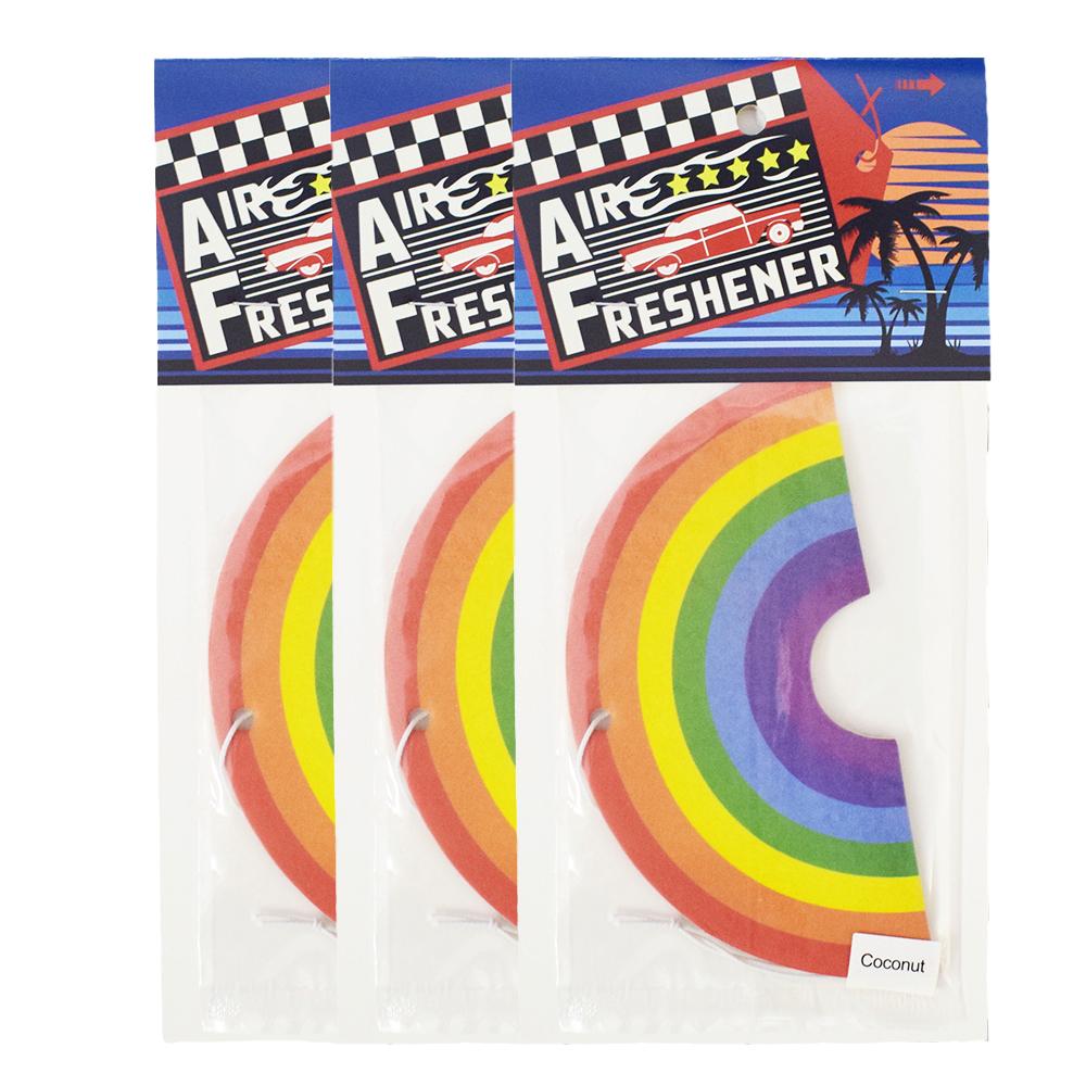 【メール便送料無料】 RAINBOW エアーフレッシュナー お買い得セット (香り:ココナッツ) / エアフレ 芳香剤 吊り下げ Air Freshener カーフレッシュナー アクセサリー アメリカン雑貨