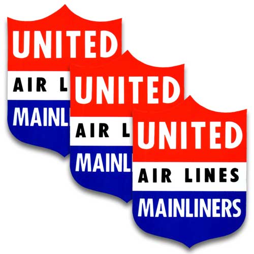 ステッカー 3枚 セット UNITED AIR LINES #44 ユナイテッドエアライン 航空 アメリカン雑貨のサムネイル