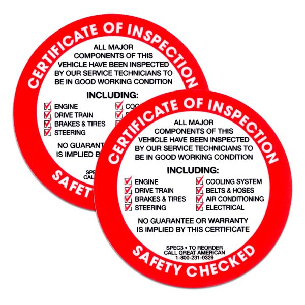 2枚セット AMERICA 整備用ステッカー SAFETY CHECKED 裏貼り [RD] USDM 検査標章 アメリカン雑貨