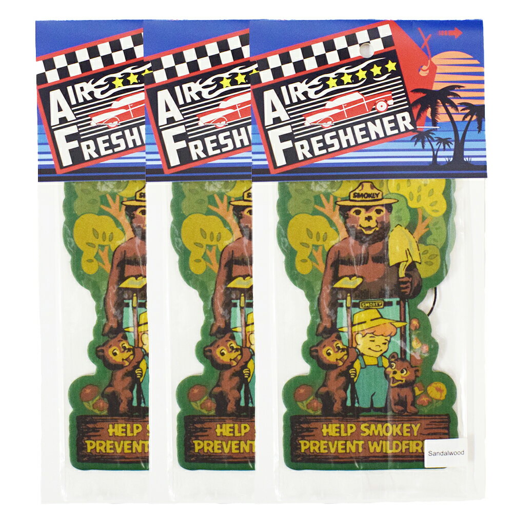 【メール便送料無料】 Smokey Bear エアーフレッシュナー お買い得セット (香り:サンダルウッド) / スモーキーベア エアフレ 芳香剤 吊り下げ Air Freshener カーフレッシュナー アクセサリー アメリカン雑貨