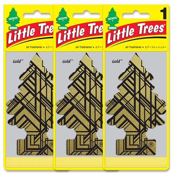[メール便送料無料] ゴールド 3枚セット Gold Little Trees リトルツリー アメリカン雑貨