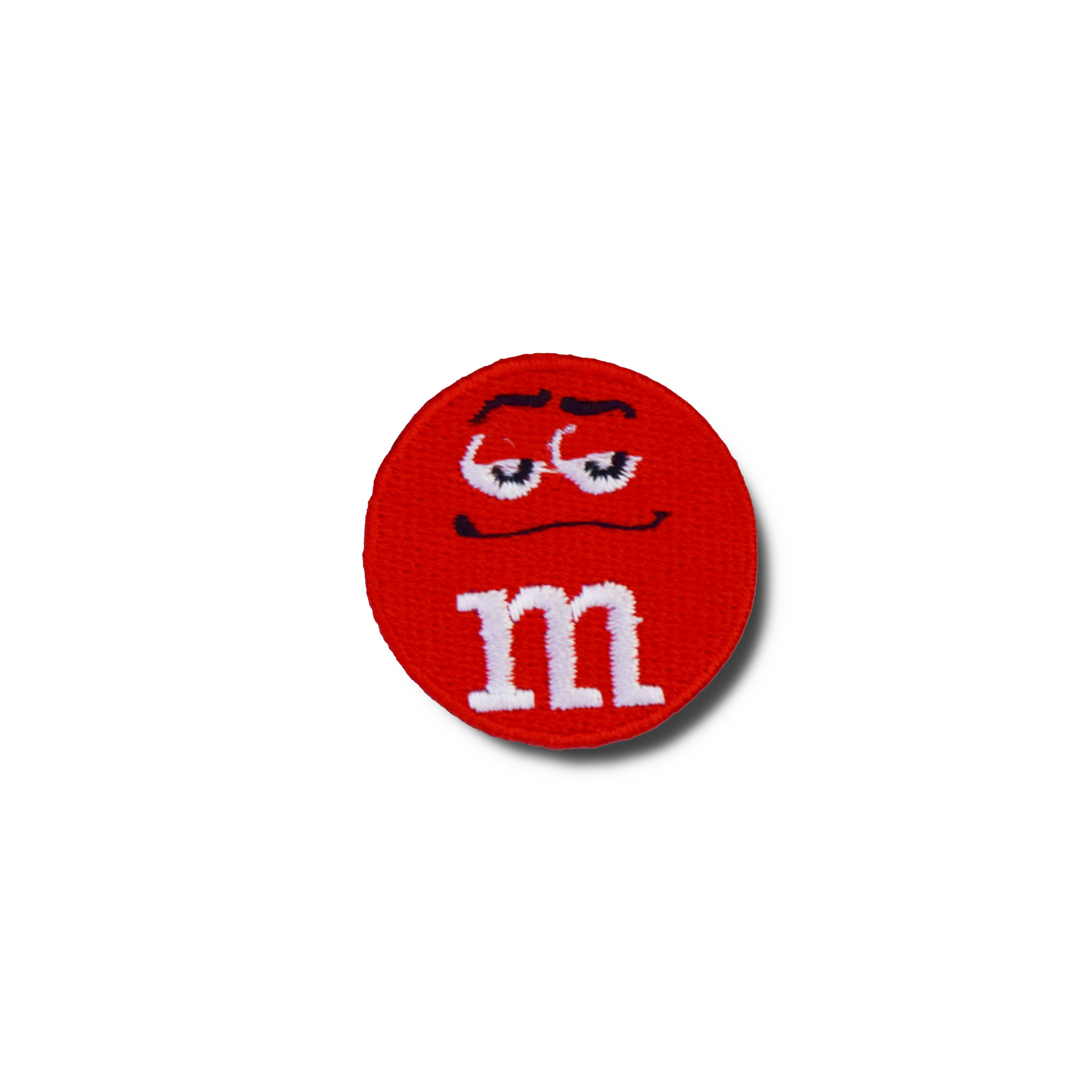 ミニワッペン M&M face レッド (3.2x3.2cm)  / 手芸 パッチワーク アメ雑 アメリカン雑貨
