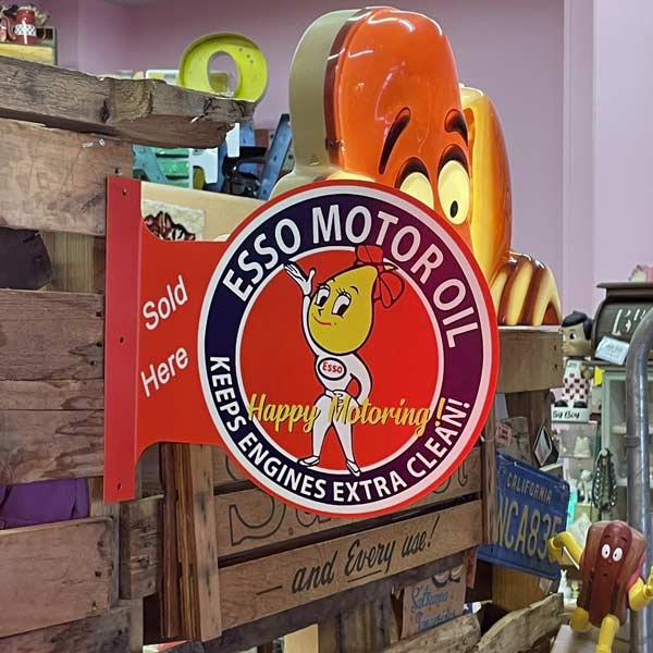 ESSO GIRL フランジ 看板 サイン 両面看板 エッソガール アメリカン雑貨 ガレージ