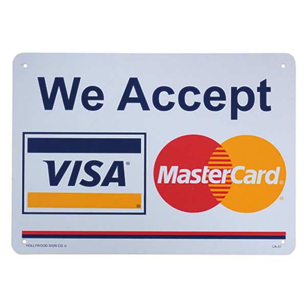 プラスチックサインボード  Visa, MasterCard 使用可能 看板 アメリカン雑貨