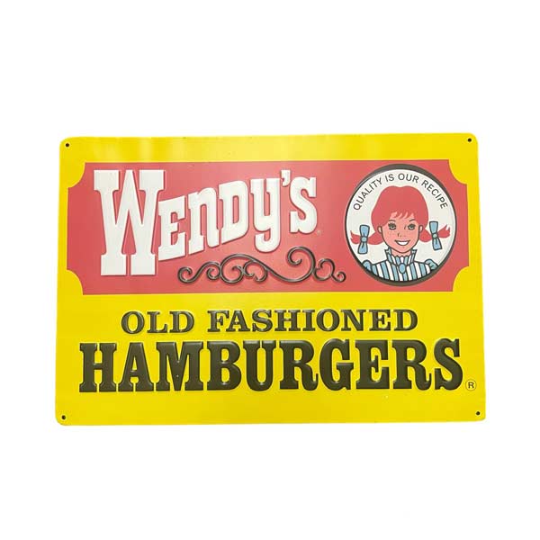 ウェンディーズ エンボス看板 サイン Wendy's [OLD YELLOW] イエロー アメリカン雑貨
