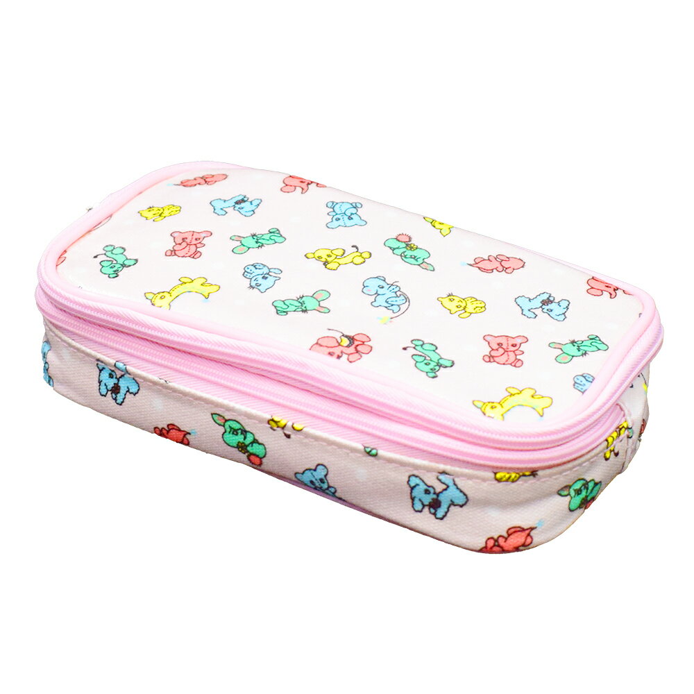 【追跡メール便可】小さな鏡付き どうぶつ柄レトロケース (H5xD8xW10cm) / ピンク メイクポーチ ペンケ..